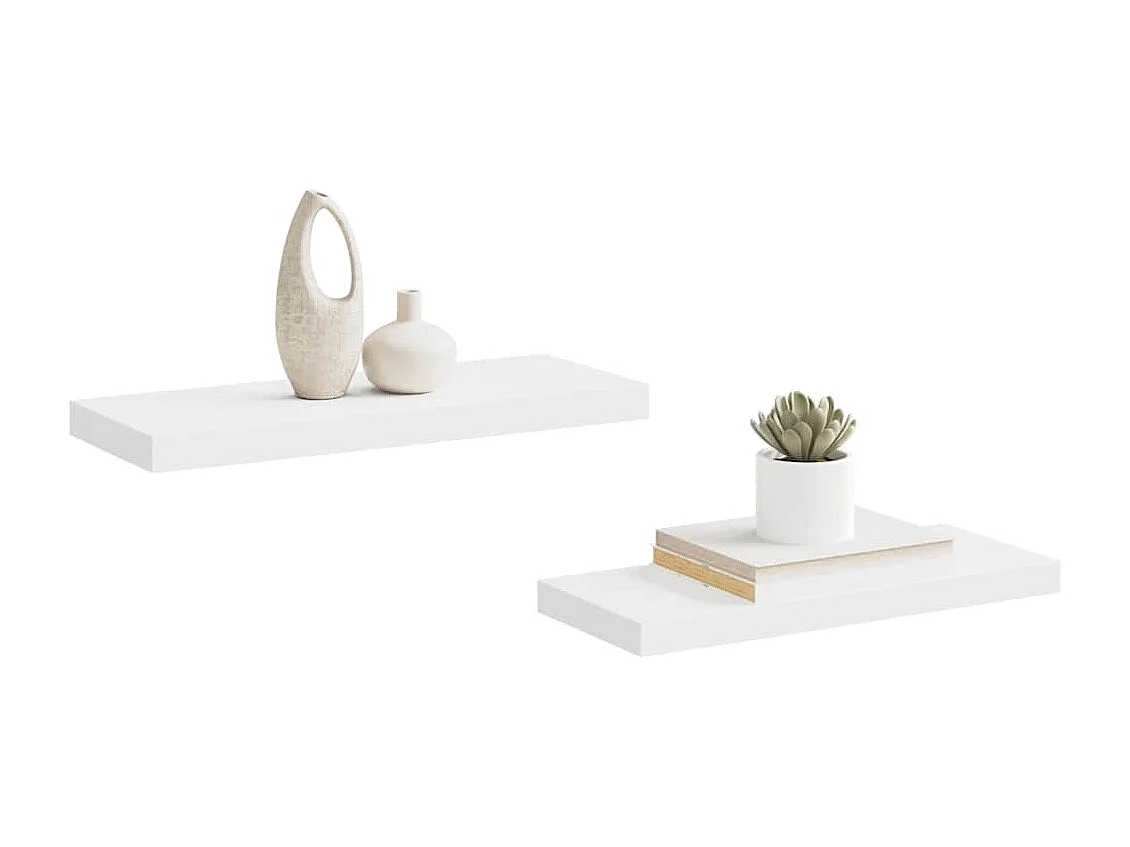 Étagères murales flottantes 2 pcs blanc 60x23,5x3,8 cm MDF