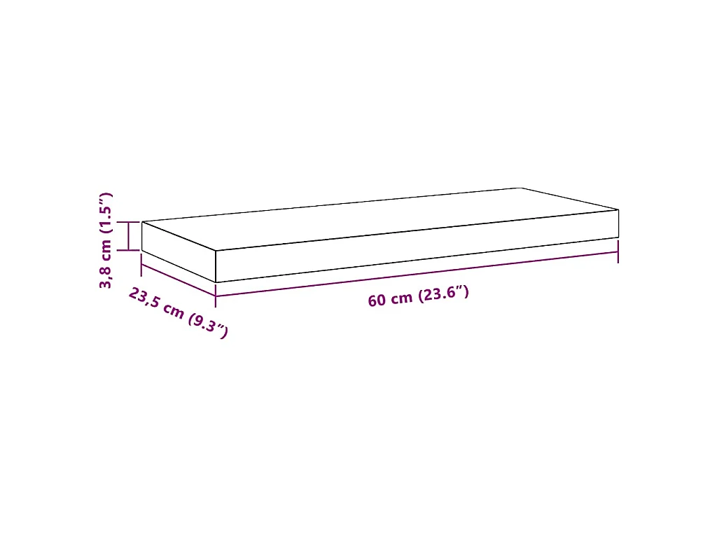 Scaffali a Parete 2 pz Bianchi 60x23,5x3,8 cm in MDF