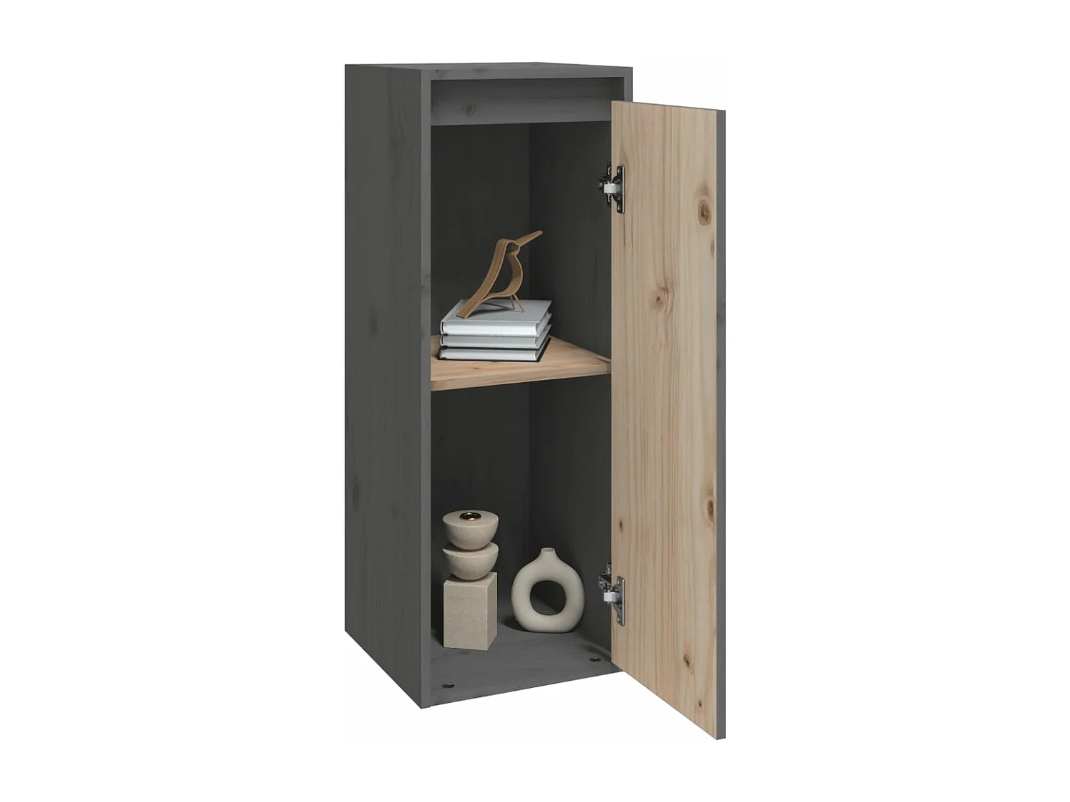 Armoire murale Gris 30x30x80 cm Bois de pin massif