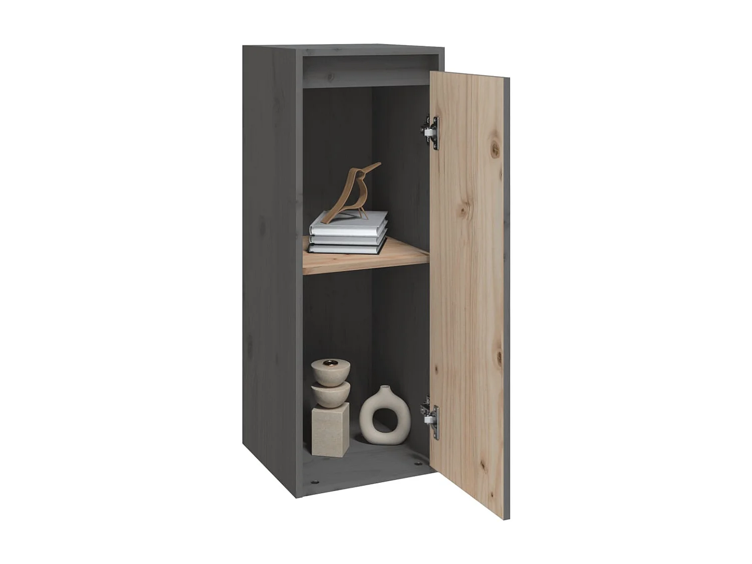 Wandkast 30x30x80 cm massief grenenhout grijs