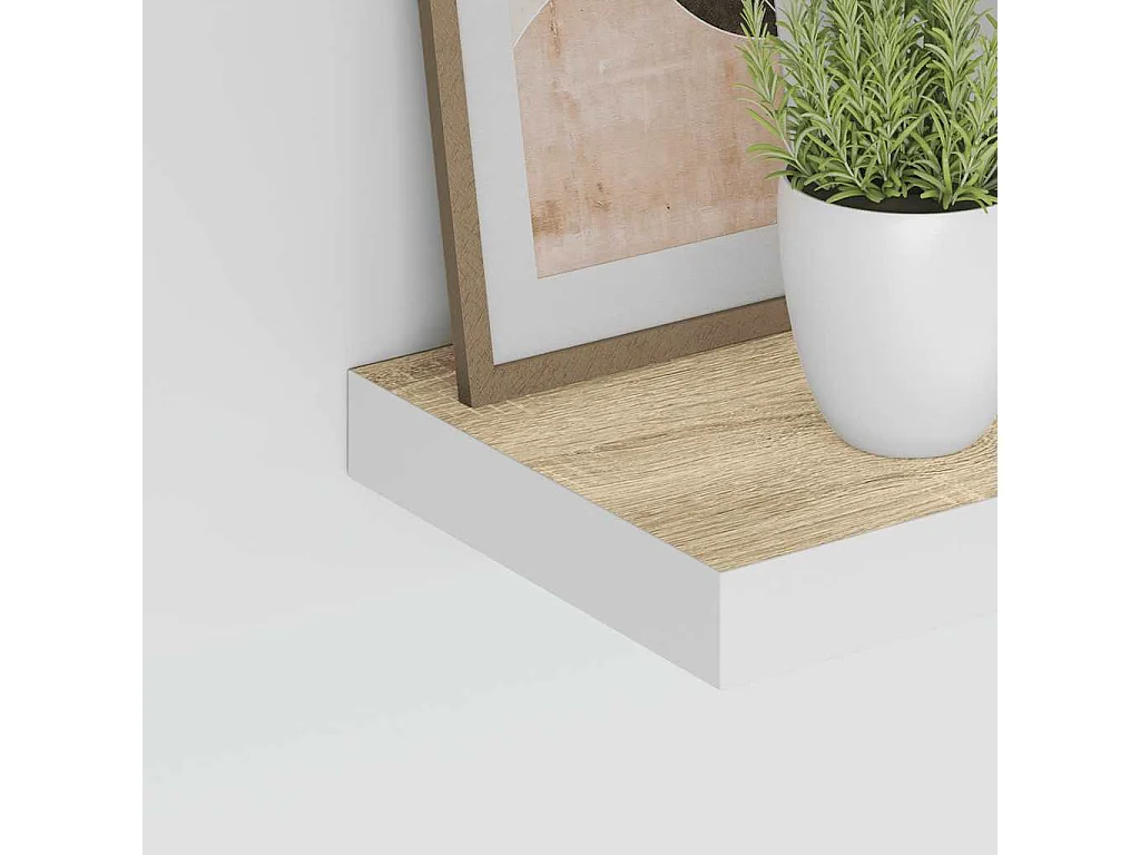 Scaffali a Parete 4 pz Rovere e Bianco 60x23,5x3,8 cm in MDF