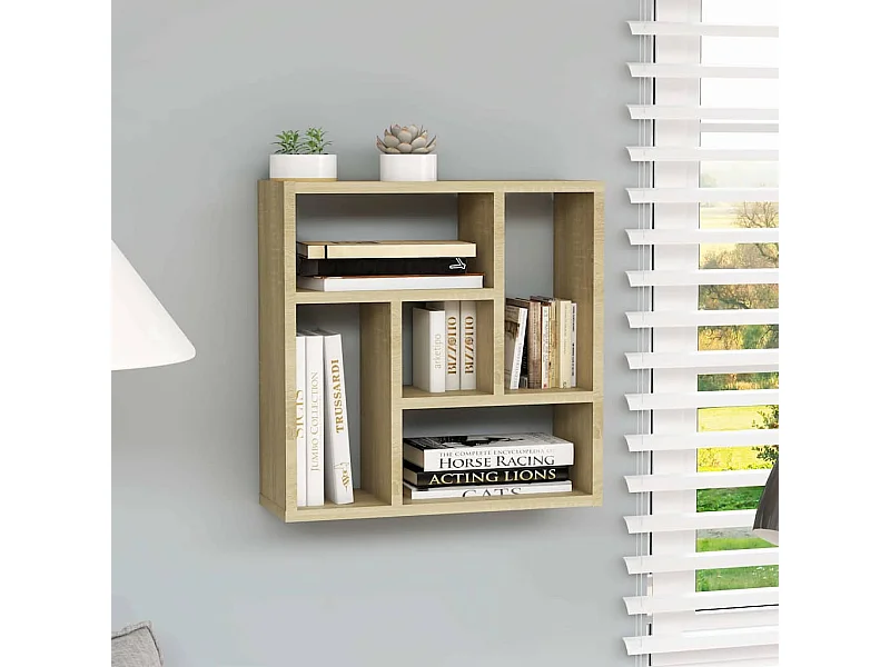 Wandschap 45,1x16x45,1 cm bewerkt hout sonoma eikenkleurig