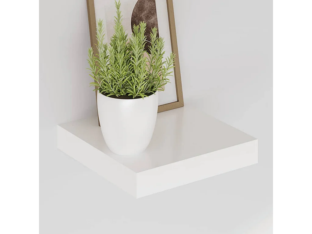 Étagère murale flottante Blanc brillant 23x23,5x3,8 cm MDF