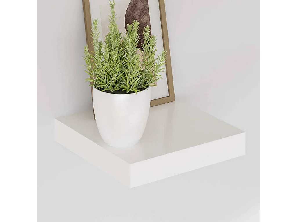 Prateleira parede suspensa 23x23,5x3,8 cm MDF branco brilhante