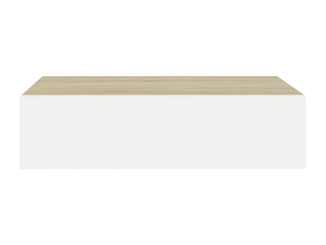 Étagère murale à tiroirs en chêne et blanc 40 x 23,5 x 10 cm MDF