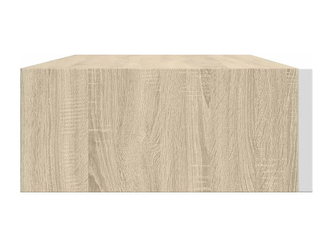 Étagère murale à tiroirs en chêne et blanc 40 x 23,5 x 10 cm MDF