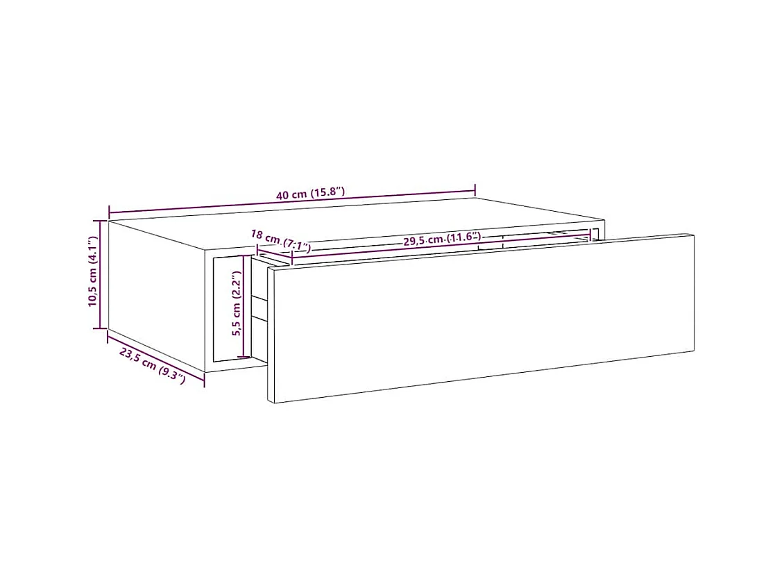 Scaffale con Cassetti Rovere e Bianco 40x23,5x10 cm in MDF