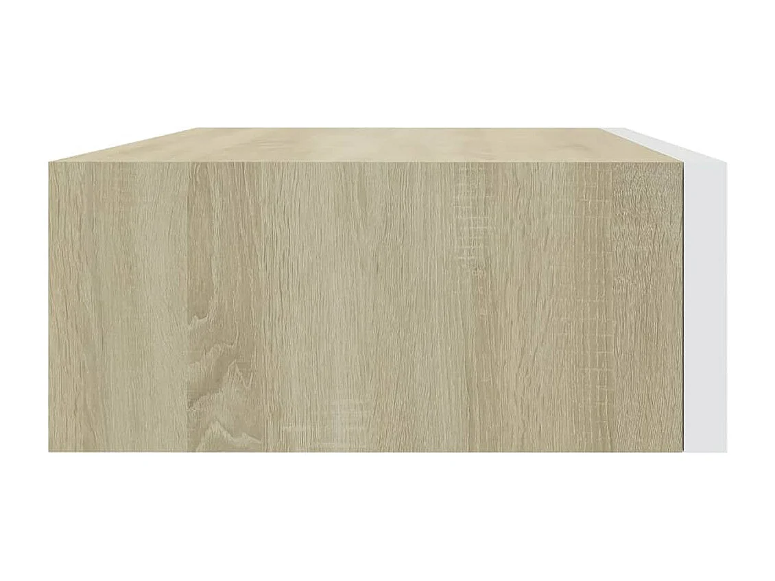 Mensola a muro con cassetti in rovere e bianco 40x23,5x10 cm MDF