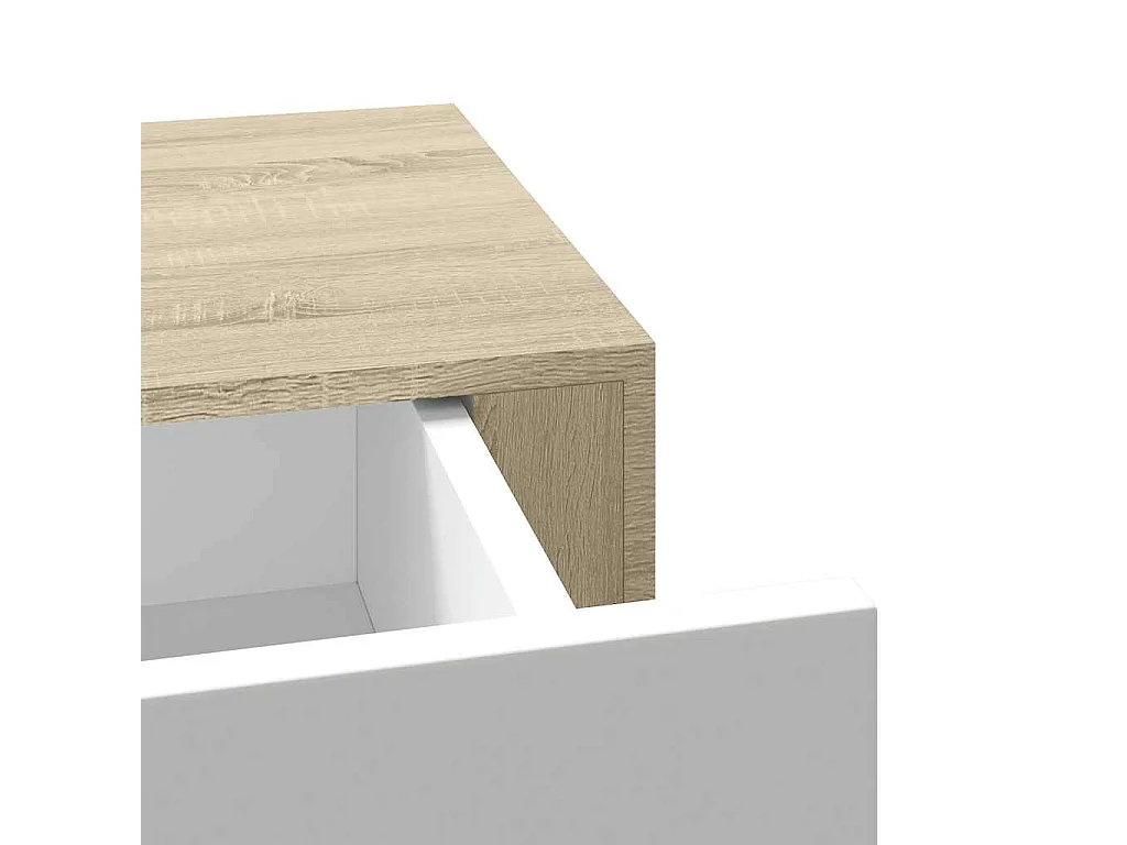 Wandmontiertes Schubladenregal Eiche und Weiß 40 x 23,5 x 10 cm MDF