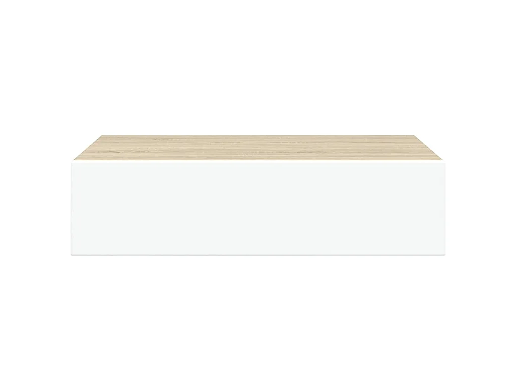 Étagère murale à tiroirs en chêne et blanc 40 x 23,5 x 10 cm MDF