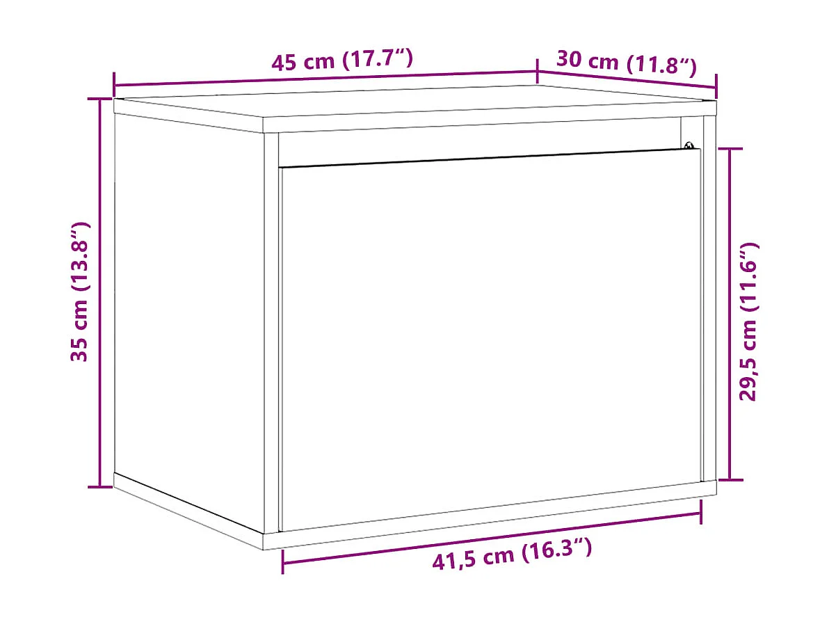Wandschrank Grau 45x30x35 cm Massivholz Kiefer