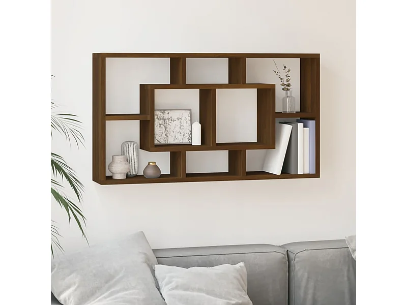 Scaffale a Muro 8 Scomparti Rovere Marrone