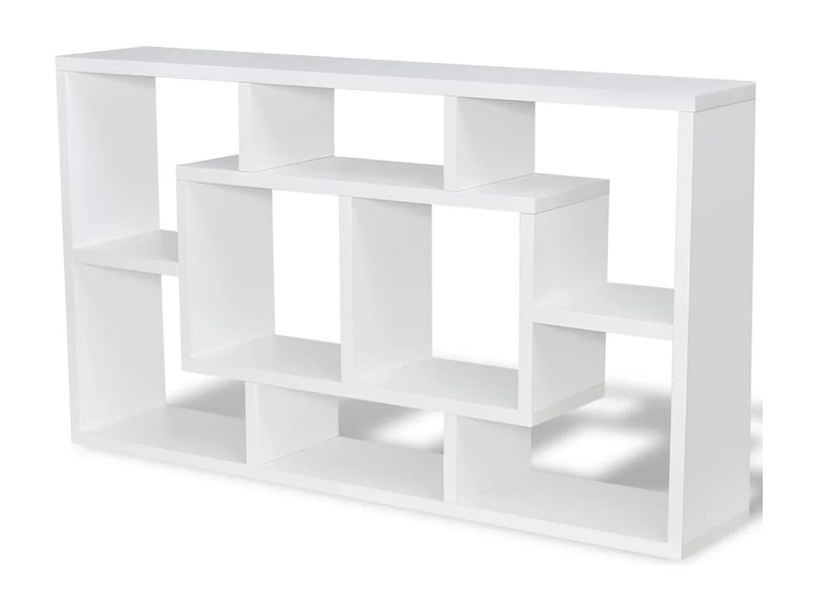 Espositore da Parete Galleggiante 8 Scomparti Bianco