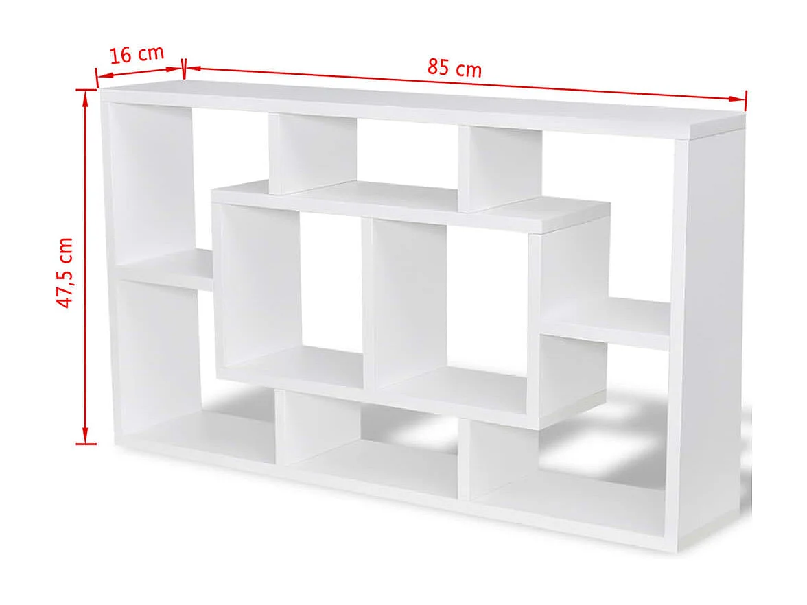 Espositore da Parete Galleggiante 8 Scomparti Bianco