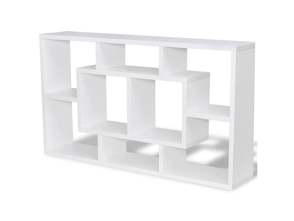 Espositore da Parete Galleggiante 8 Scomparti Bianco