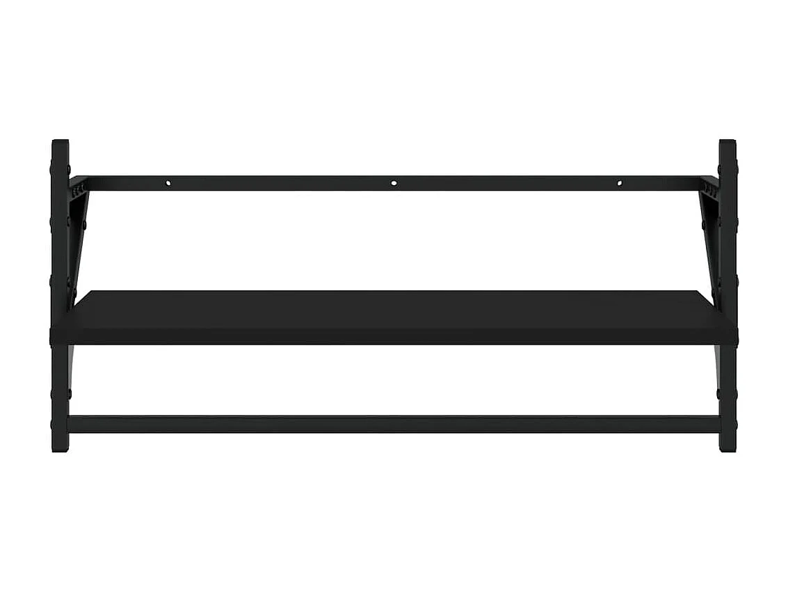 Set Mensole da Parete con Aste 4pz Nero in Legno Multistrato