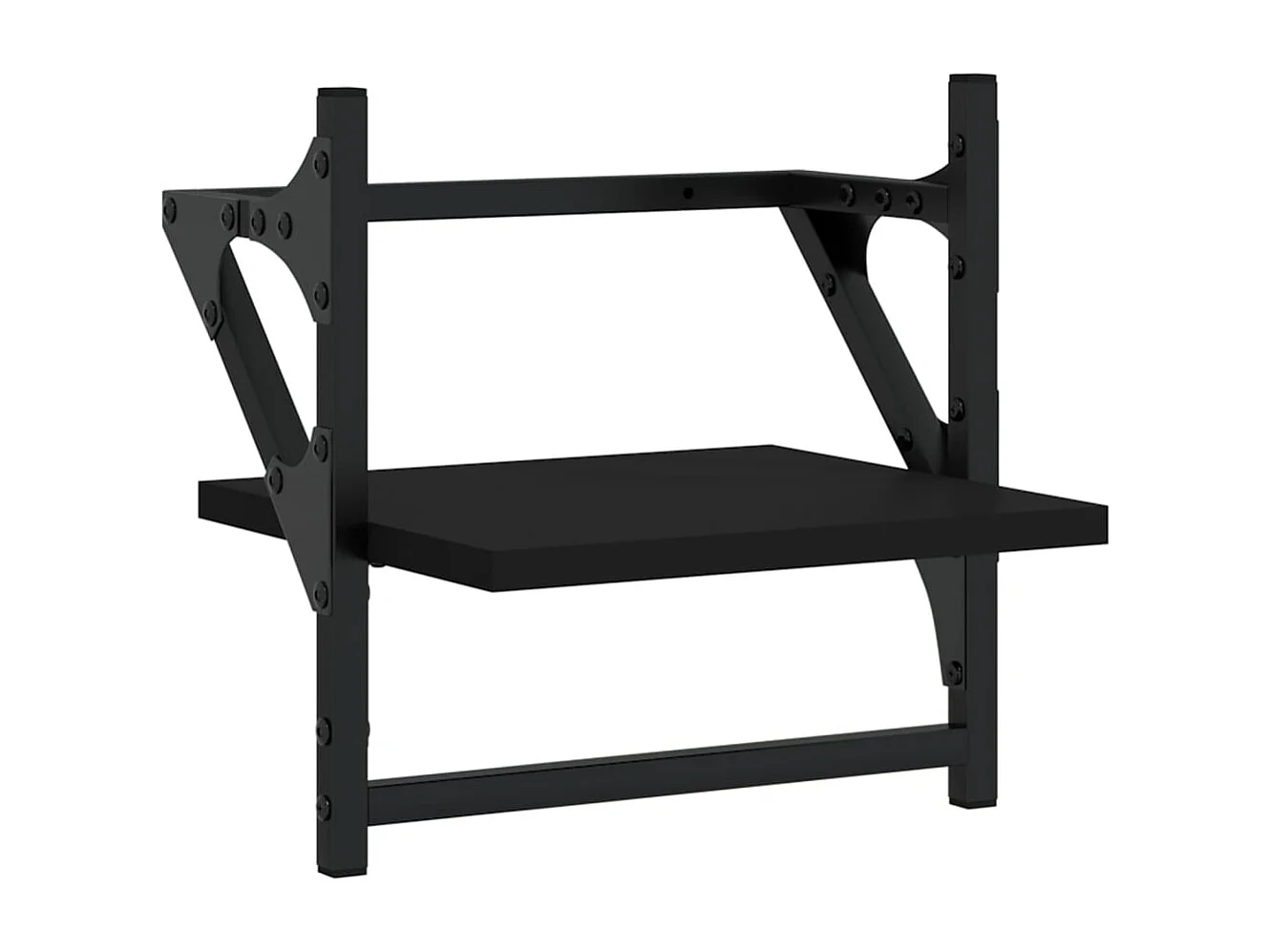 Set Mensole da Parete con Aste 4pz Nero in Legno Multistrato