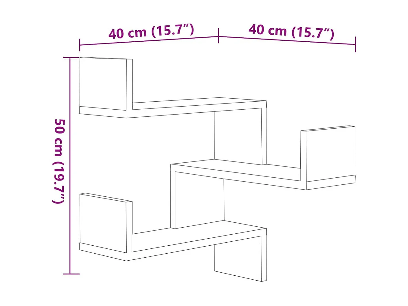 Étagères d'angle murales 2 pcs Chêne fumé 40x40x50 cm Bois