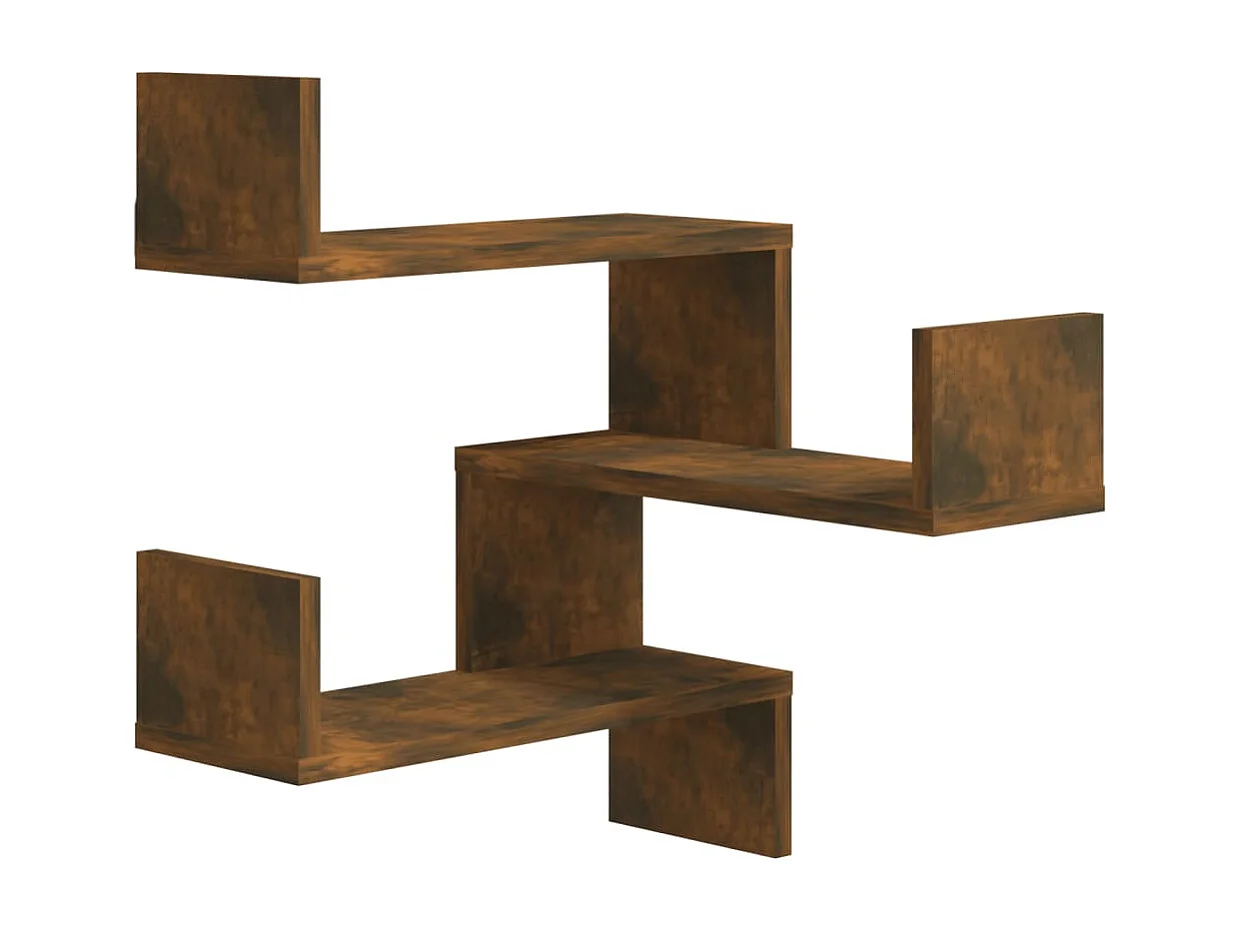 Étagères d'angle murales 2 pcs Chêne fumé 40x40x50 cm Bois