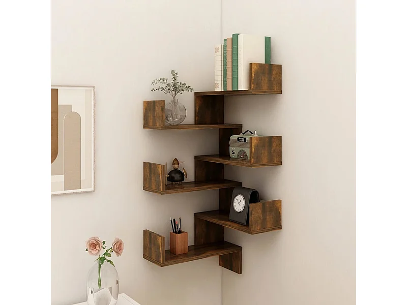 Scaffale Parete Angolo Rovere Anticato 40x40x50cm Multistrato