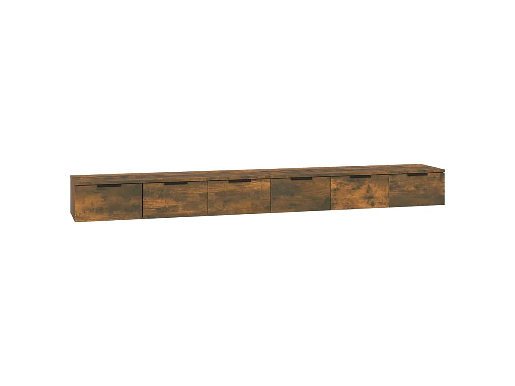 Wandkasten 2 st 102x30x20 bewerkt hout gerookt eikenkleurig