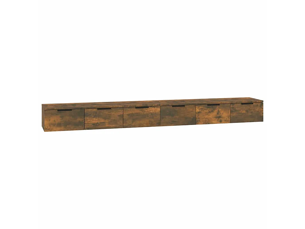 Wandkasten 2 st 102x30x20 bewerkt hout gerookt eikenkleurig