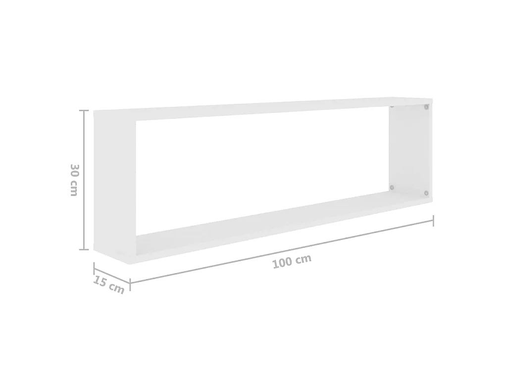 Étagères cube murales 2 pcs blanc 100x15x30cm bois d'ingénierie
