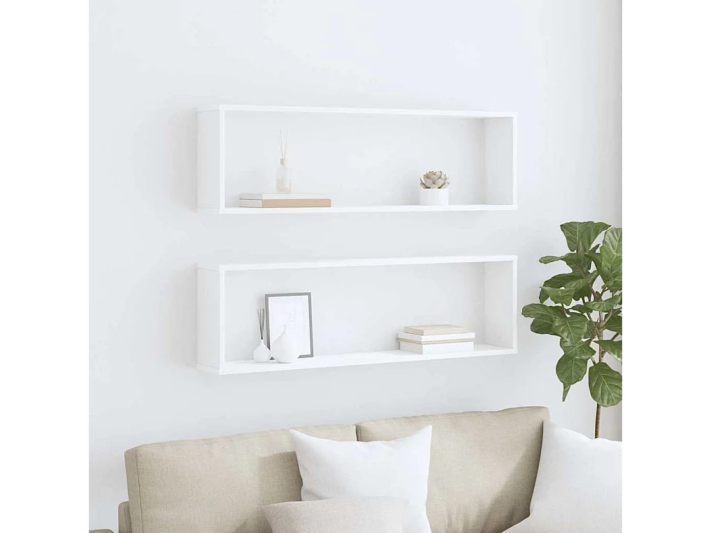 Étagères cube murales 2 pcs blanc 100x15x30cm bois d'ingénierie