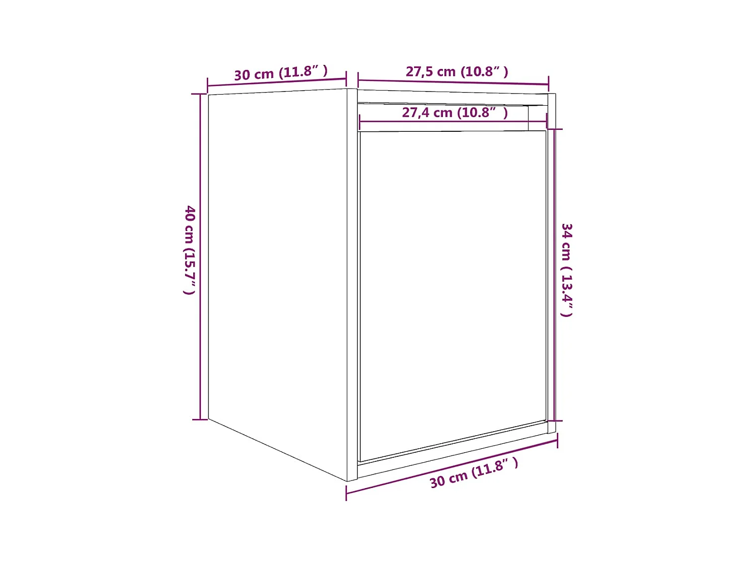 Armoires murales 2 pcs Blanc 30x30x40 cm Bois de pin massif