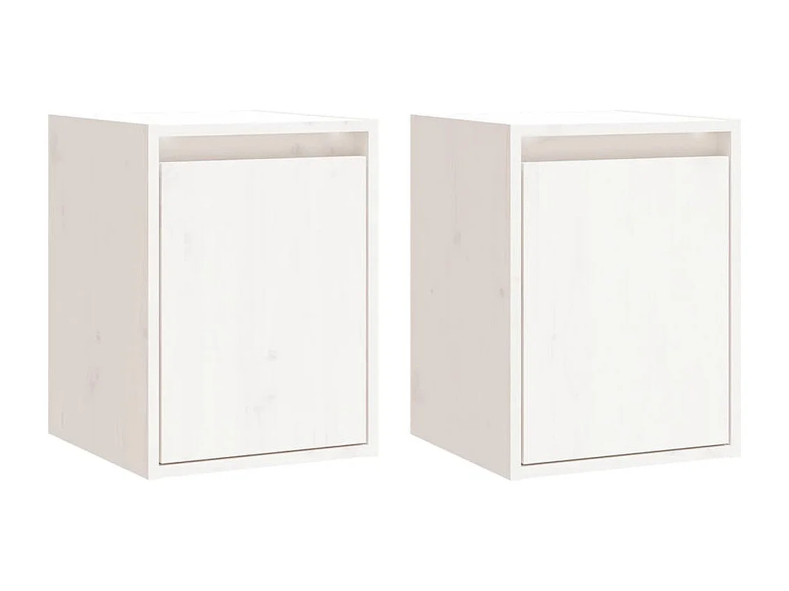 Wandkasten 2 st 30x30x40 cm massief grenenhout wit