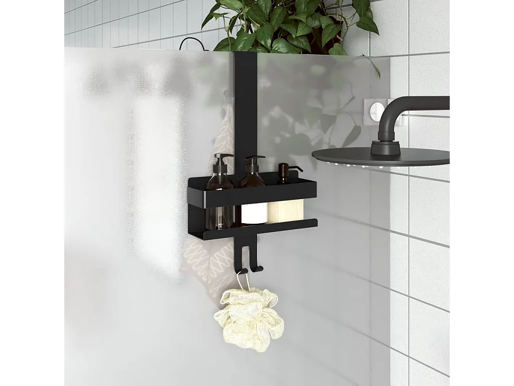 Support de douche suspendu noir mat acier inoxydable 304 brossé