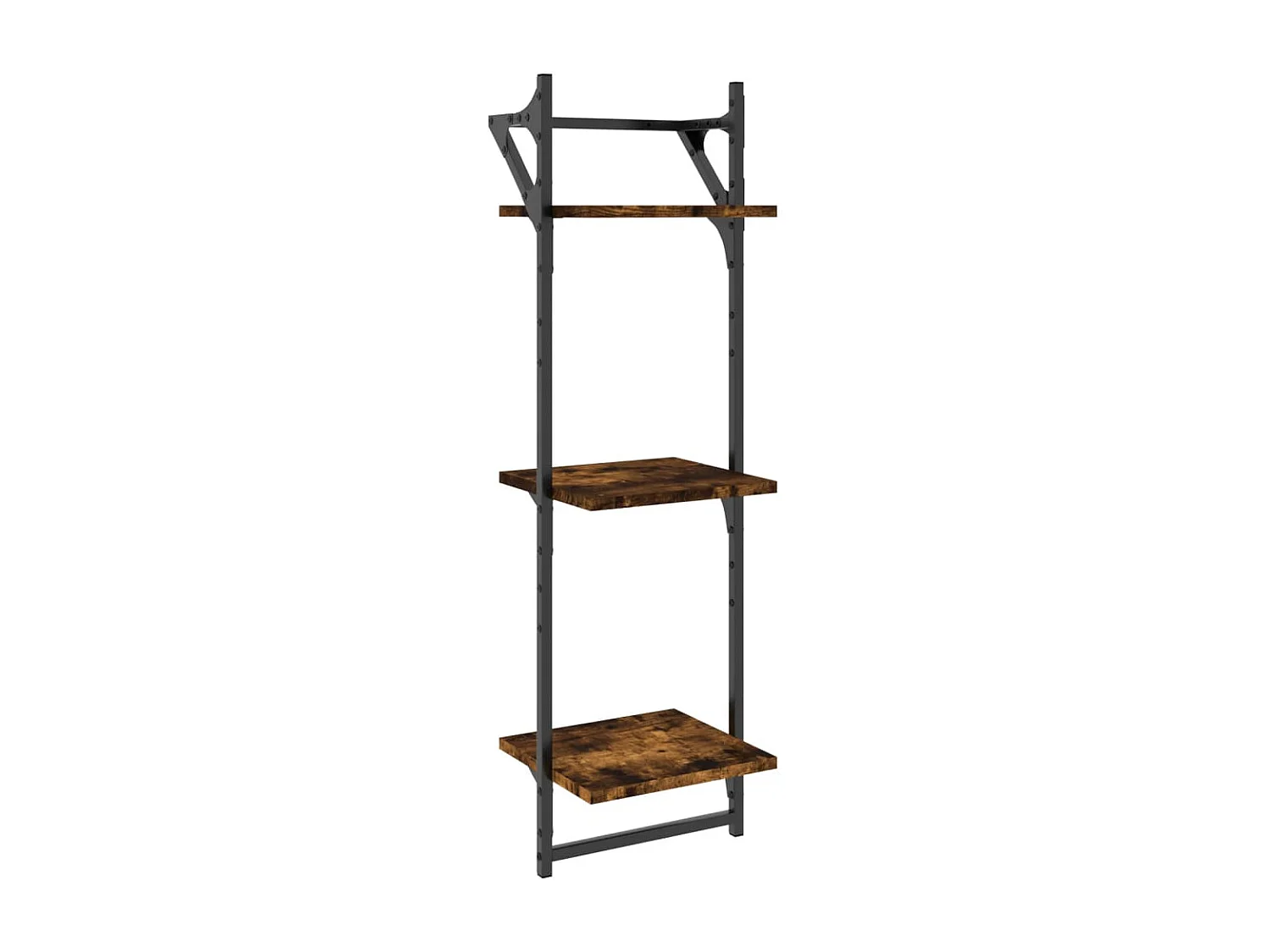 Étagères murales à 3 niveaux avec barres 2 pcs chêne fumé