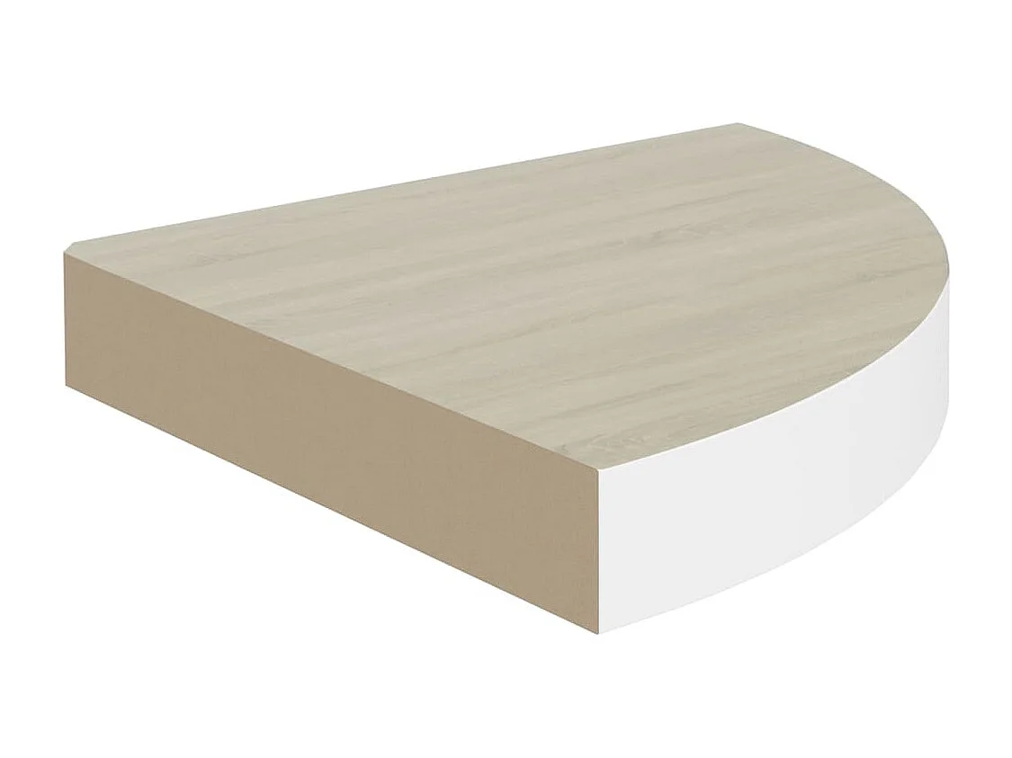 Mensola Angolare Rovere e Bianco 25x25x3,8 cm in MDF