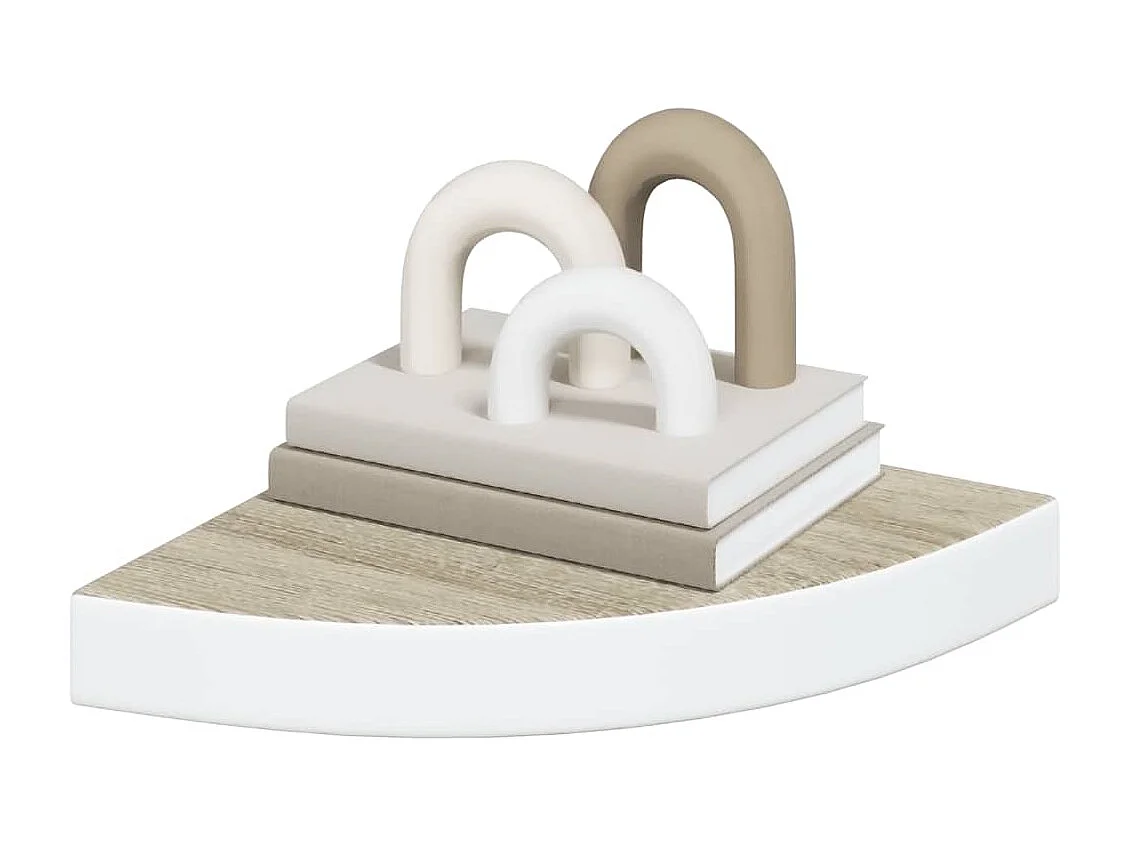 Hoekwandschap 25x25x3,8 cm MDF eikenkleurig en wit