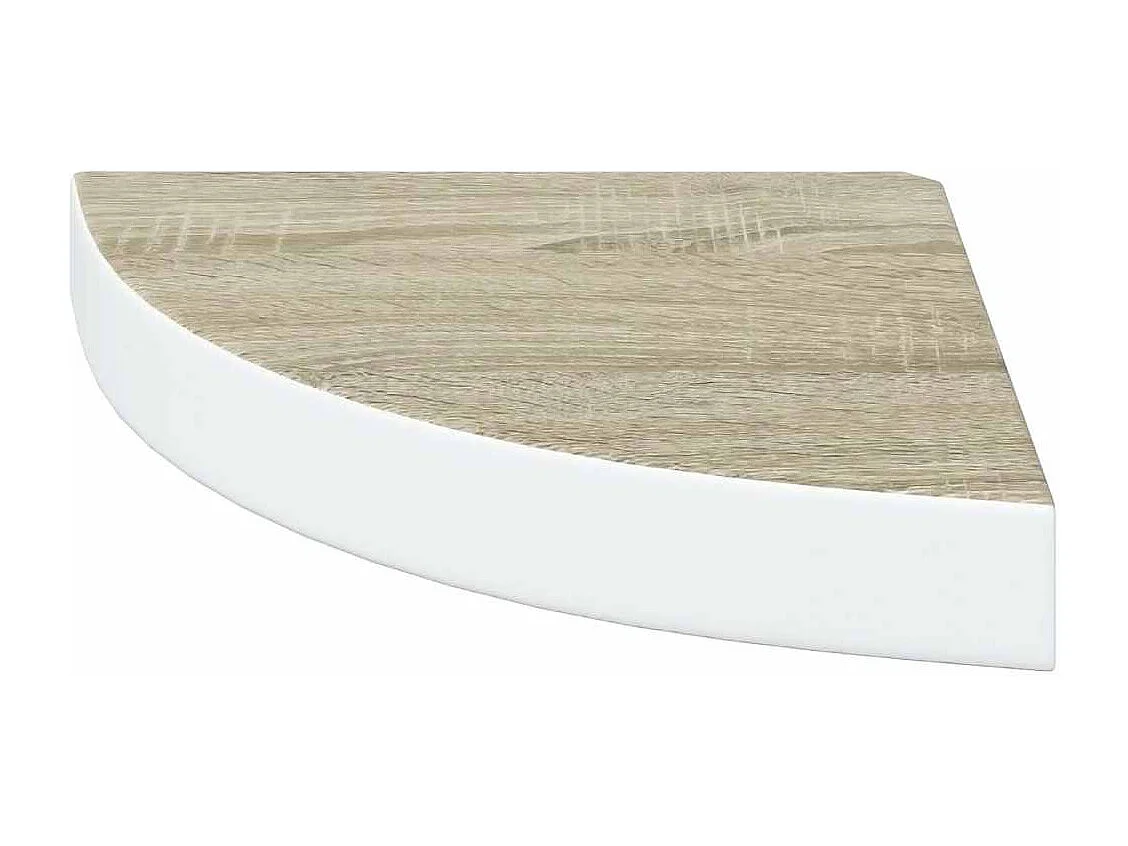 Hoekwandschap 25x25x3,8 cm MDF eikenkleurig en wit