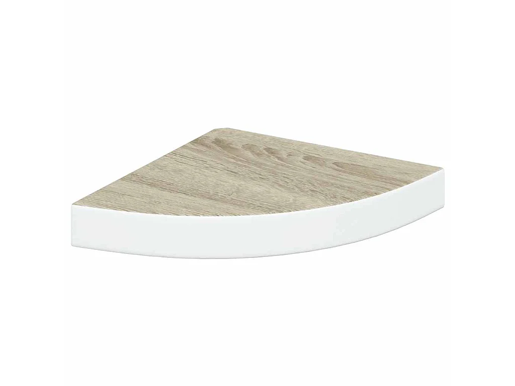 Eck-Schweberegal Eichen-Optik und Weiß 25x25x3,8 cm MDF