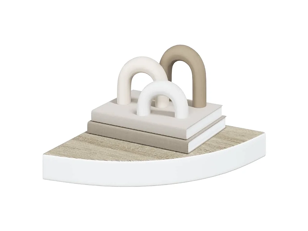 Eck-Schweberegal Eichen-Optik und Weiß 25x25x3,8 cm MDF