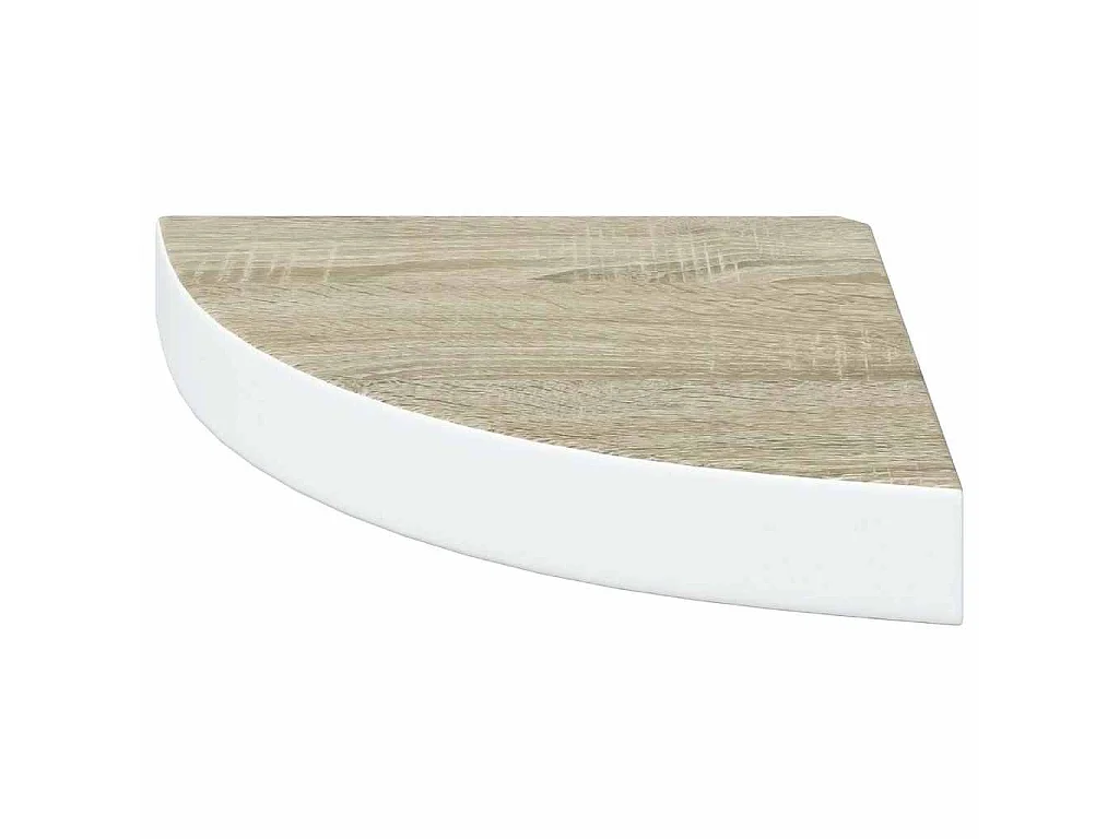 Eck-Schweberegal Eichen-Optik und Weiß 25x25x3,8 cm MDF