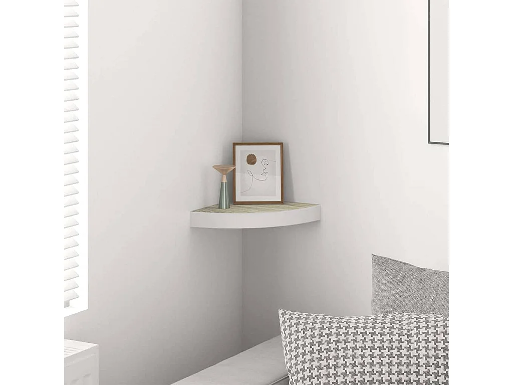 Étagère d'angle murale Chêne et blanc 25x25x3,8 cm MDF
