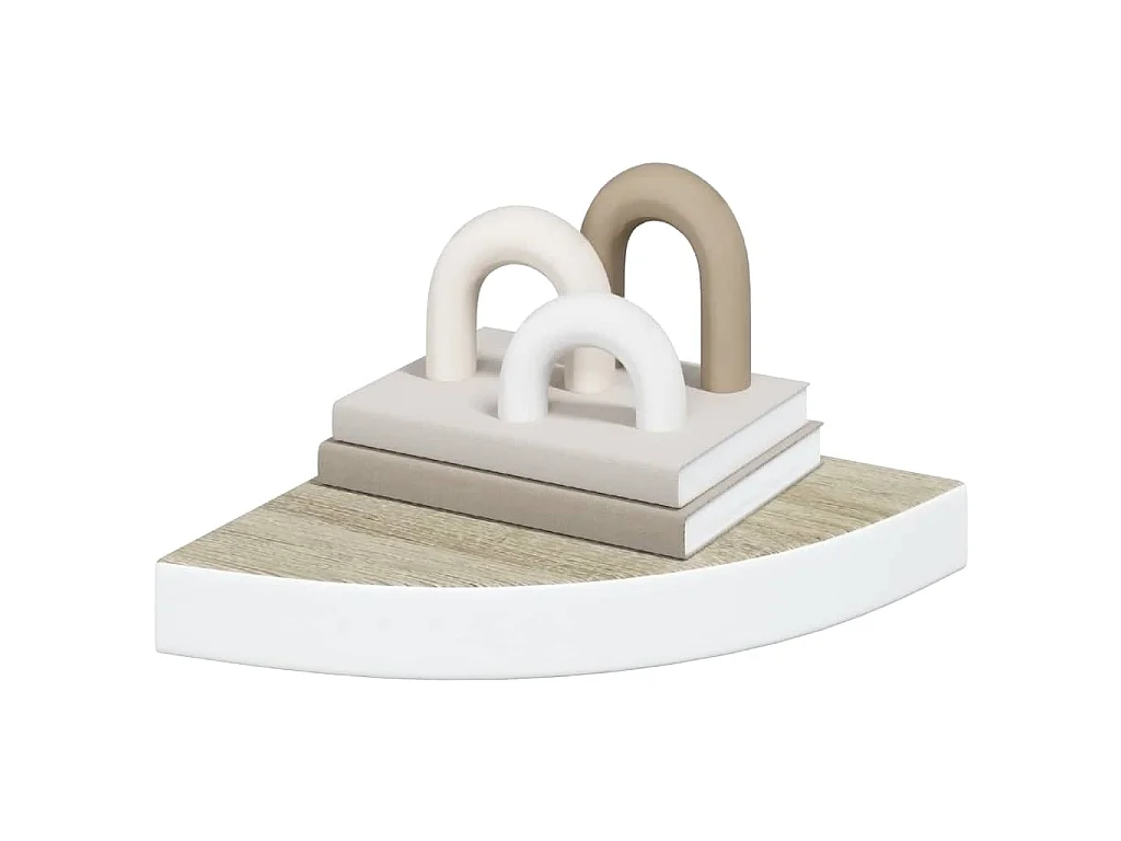 Étagère d'angle murale Chêne et blanc 25x25x3,8 cm MDF