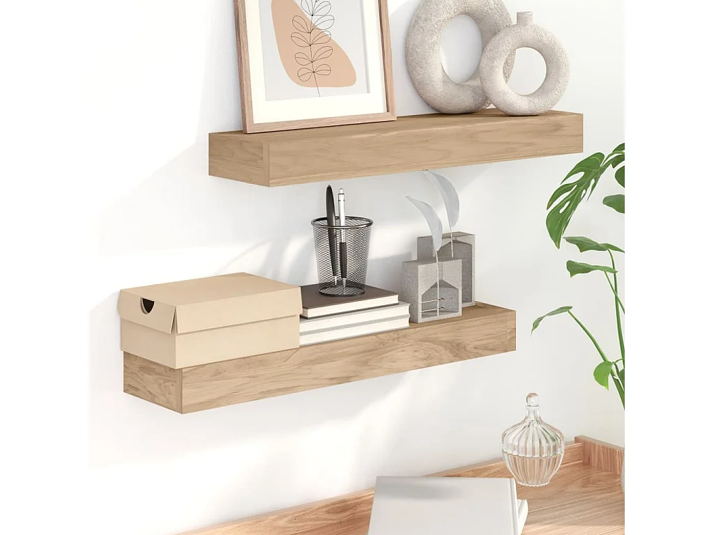 Prateleiras de parede 2 pcs 60x15x4 cm madeira de teca maciça