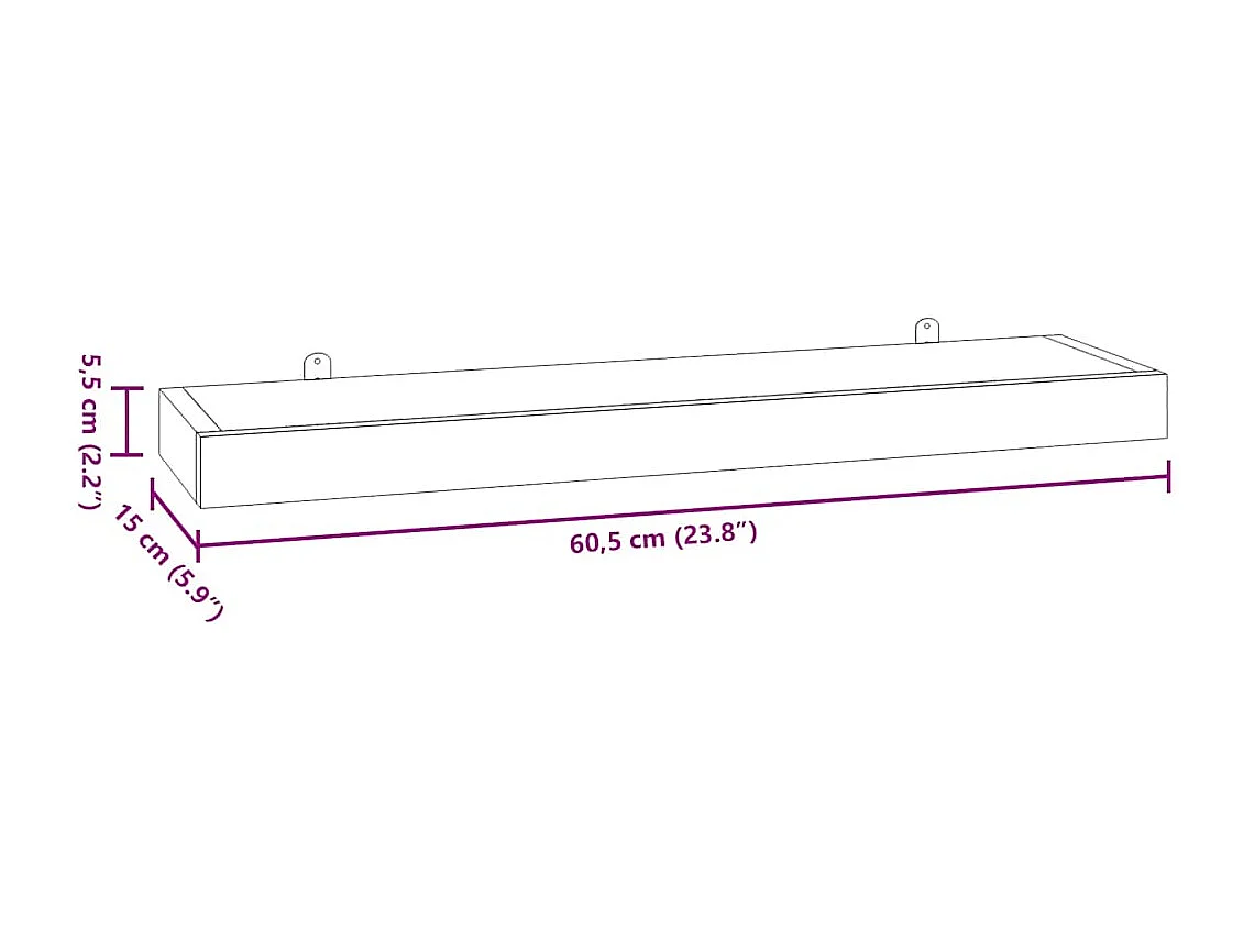 Wandschappen 2 st 60x15x4 cm massief teakhout