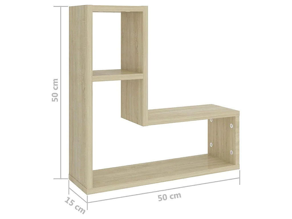 Étagères murales 2pcs chêne sonoma 50x15x50cm bois d'ingénierie