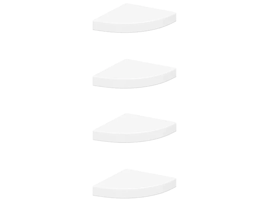 Prateleiras de canto suspensas 4 pcs 25x25x3,8cm MDF branco