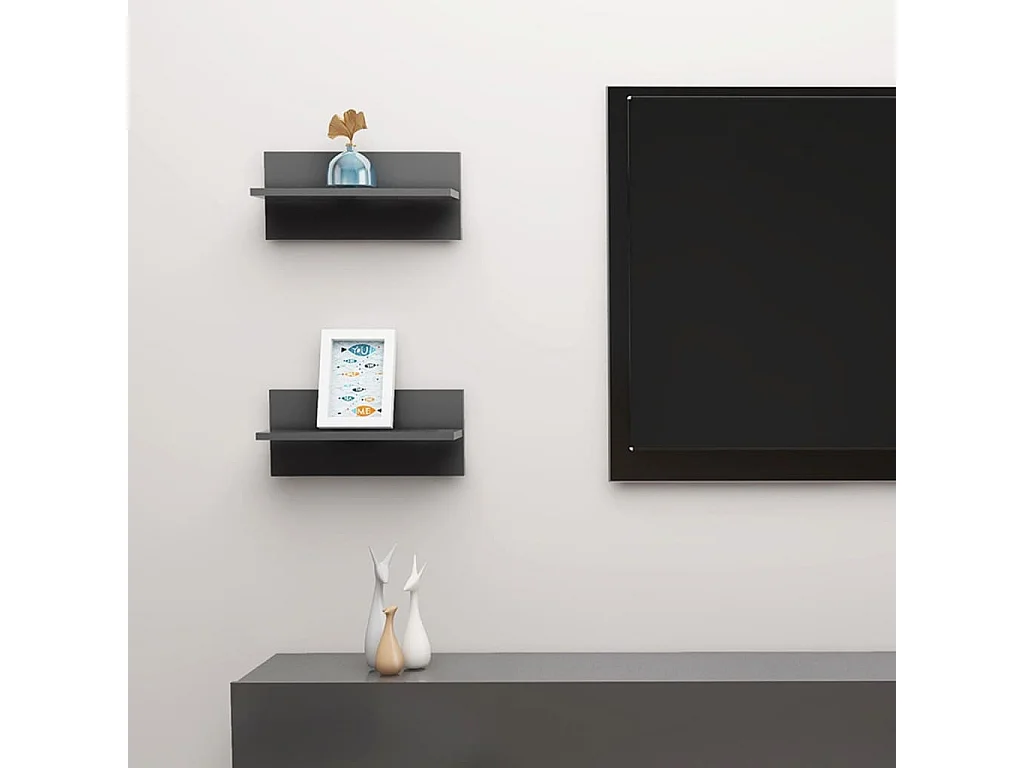 Wandschappen 2 st 40x11,5x18 cm bewerkt hout grijs
