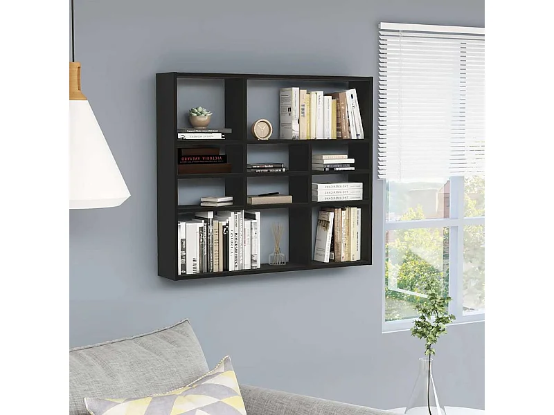 Étagère murale Noir 90x16x78 cm Bois d’ingénierie