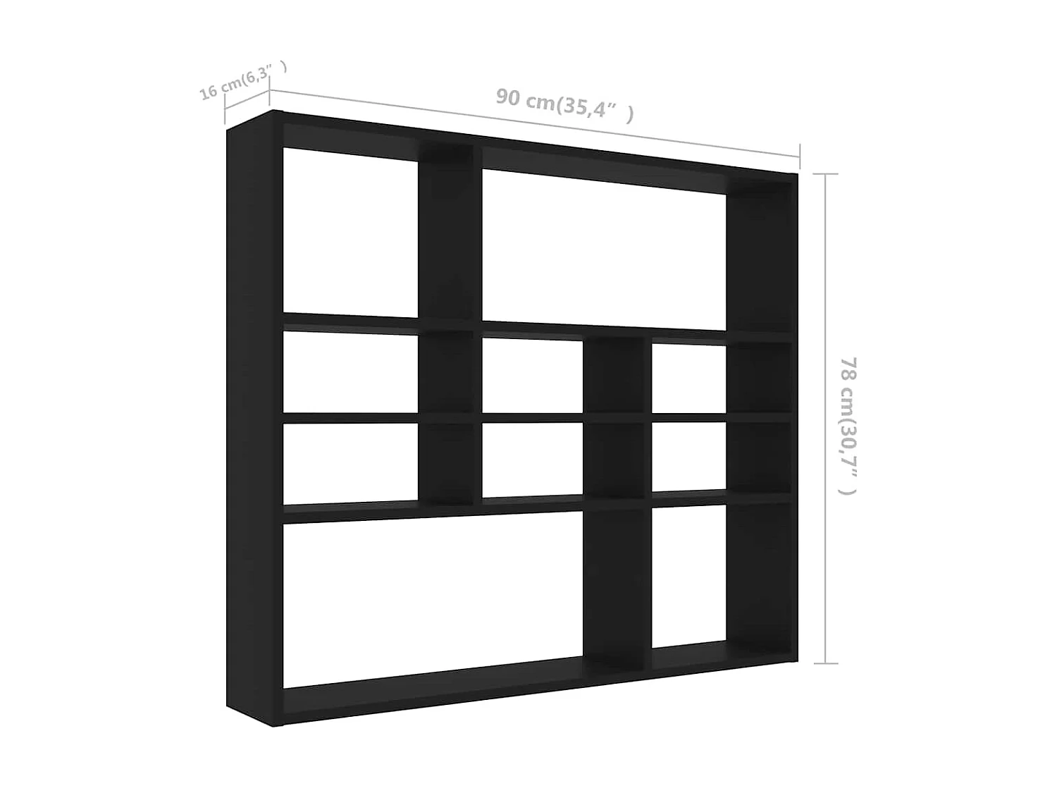 Étagère murale Noir 90x16x78 cm Bois d’ingénierie
