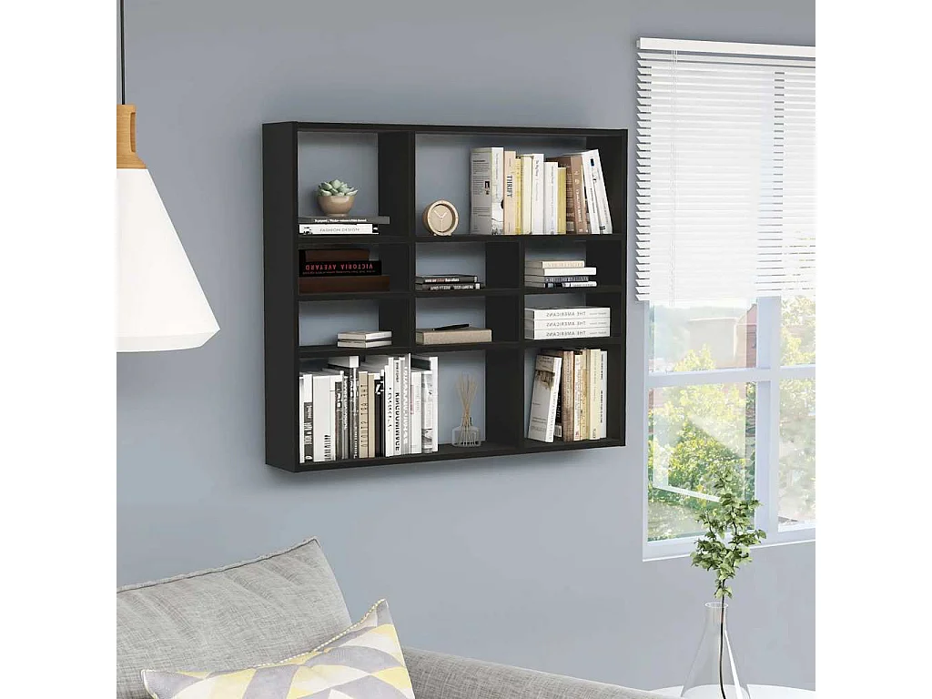 Étagère murale Noir 90x16x78 cm Bois d’ingénierie