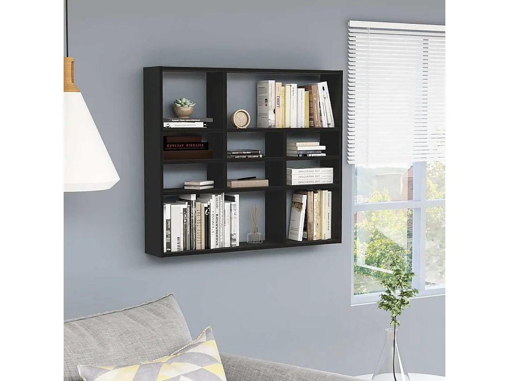 Estante de parede 90x16x78 cm contraplacado preto