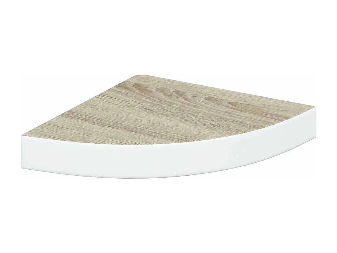 Eck-Wandregal 2 Stk. Eiche und Weiß 25x25x3,8 cm MDF